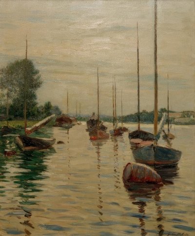 Boats Anchored on the Seine by Gustave Caillebotte